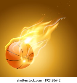 vector burning basketball background  illustration