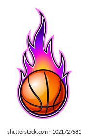 Vector burning basketball ball with classic flames. Ideal for stickers, decals, sport logo design and any kind of decoration.