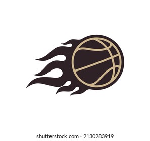 Vector burning basketball ball. Isolated on white background.