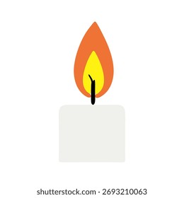 Vela ardiente del Vector aislada en el fondo blanco