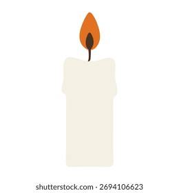 Vela ardiente del Vector aislada en el fondo blanco