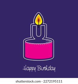 Lámpara de quema de vectores en la letra U. diseño de cumpleaños abstracto, pastel rosa, fondo azul mostrando el nombre de nacimiento en formato de tarjeta. Tarjeta de felicitación por cumpleaños. Diseño gráfico de ilustración de vector