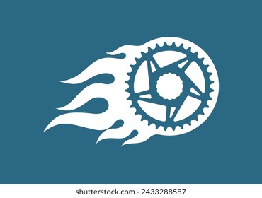 Vector burning chainring. Isolated on blue background