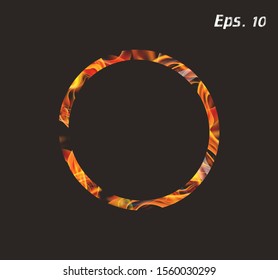 vector burning fire, fire burning in a circle on a dark background