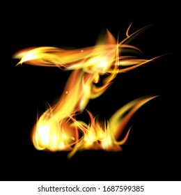 vector burning fire, fire burning in a triangle on a dark background, latter "Z" fire