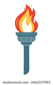 Icono de antorcha de llama ardiente de Vector aislado sobre fondo blanco. Símbolo de estilo plano de los juegos deportivos. Signo abstracto del ganador