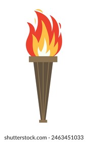 Vector burning flame torch icon isolated on white background. Sport flat style games victory symbol. Winner abstract sign