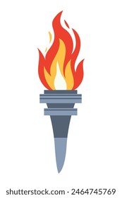 Icono de antorcha de llama ardiente de Vector aislado sobre fondo blanco. Símbolo de juegos de estilo plano deportivo. Signo abstracto del ganador