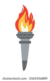 Vector burning flame torch icon isolated on white background. Sport flat style games victory symbol. Winner abstract sign