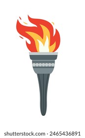 Vector burning flame torch icon isolated on white background. Sport flat style games victory symbol. Winner abstract sign