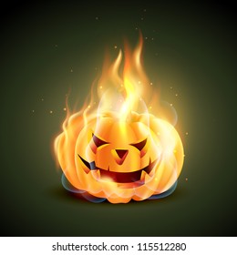 vector burning halloween pumpkin