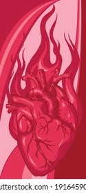 Vektorbrennende Herz. Illustration für Design-Tattoo