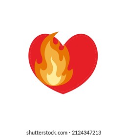 Signo cardíaco de quemadura de vectores, icono de concepto de amor de pasión aislado en fondo blanco. 