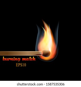 Vector of Burning match on a black background.