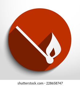 Vector burning match web icon. Eps 10.