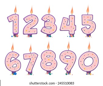 Vector Burning Number Candles Birthday Cake Stock Vector (Royalty Free ...