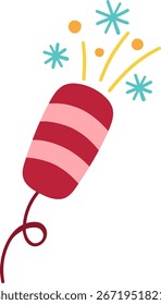 Vector bursting cracker icon. Cute New Year, Christmas or Birthday party popper illustration isolated on white background. Winter holiday flapper or firecracker clipart
