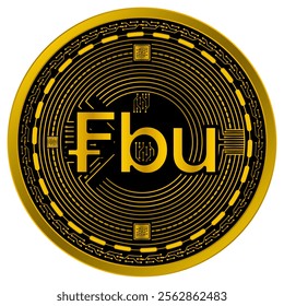Vector of Burundi franc Digital Currency in gold and black colors on a white background.