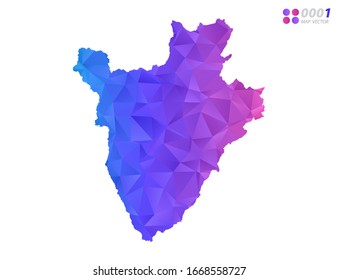 Vektorillustration Burundi Karte bunter Polygondreieck Mosaik mit weißem Hintergrund. Farbverlauf.