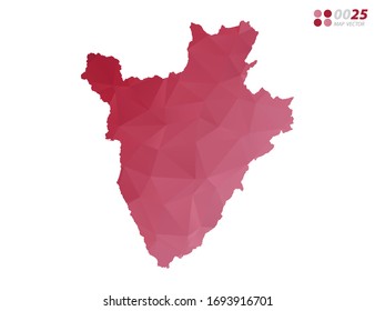 Vector of Burundi map red polygon triangle mosaic with white background. style gradient.