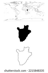 Mapa vectorial de Burundi, mapa de Burundi que muestra la ubicación del país en el mundo con mapas sólidos y esquemáticos de Burundi sobre fondo blanco. El archivo es adecuado para la edición digital y las impresiones de todos los tamaños.
