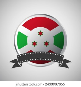 Vector Burundi Round Flag Banner Vector Illustration
