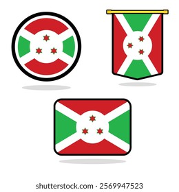 Vector Burundi set of flag banner Burundi flag with white background Vector illustration design Burundi independence day banner design