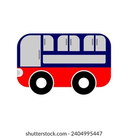 Vector bus icon in blue and red colors