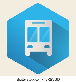 Vector bus icon on a blue background. Flat design.