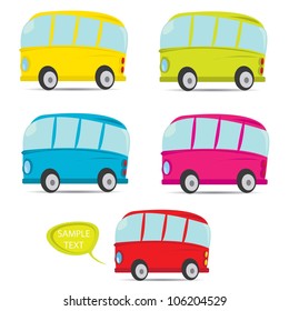 vector bus icon set. color car collection.