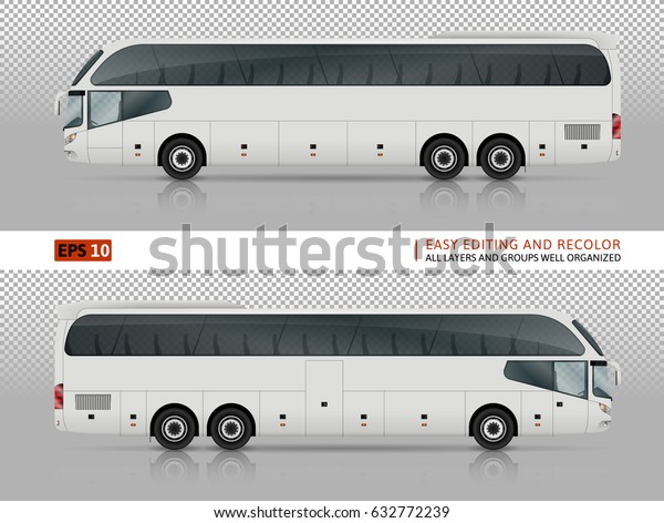 Vector bus on\
transparent background. All elements in groups on separate layers.\
All layers and groups well organized for easy editing and recolor.\
View from right and left\
side