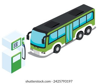 Vector estación de llenado de autobuses - estación de llenado de gas de autobús 