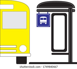 vector bus stand with bus stop signage