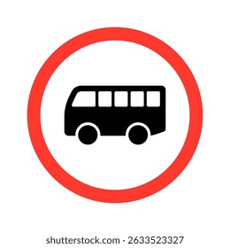 Vector Bus Traffic Sign on White Background