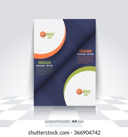 Vector Business A4 Flyer and Brochure Design. Elliptic Image Box Catalog Cover Template, Corporate Leaflet
