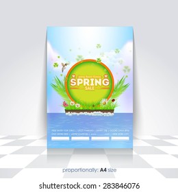 Vector Business A4 Spring Season Flyer, Flat Background, Announcement, Sale Poster Design