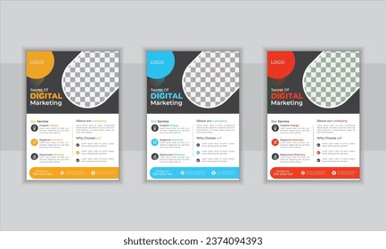 Vector business abstract  flyer. Modern flyer design, cover modern layout, annual report, poster, flyer in  geometric shapes, A4 with tree colorful triangles, market with light background