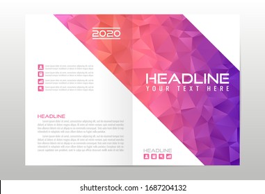 Vector business abstract set template. Flyer colorful poster cover book design brochure layout in A4 with red polygon.