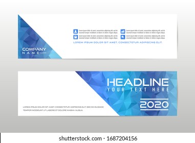 Vector business abstract template. Flyer colorful banner design layout with blue polygon.