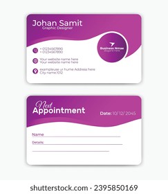 Vector business appointment card template 100% customizable Useable 