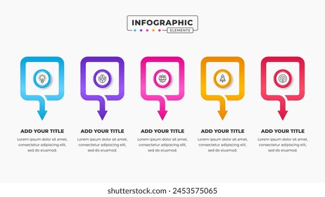 Vector business arrow infographic presentation design template with 5 steps or options