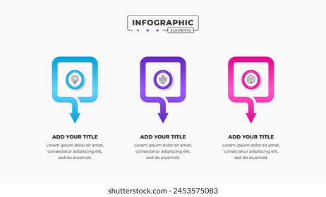 Vector business arrow infographic presentation design template with 3 steps or options