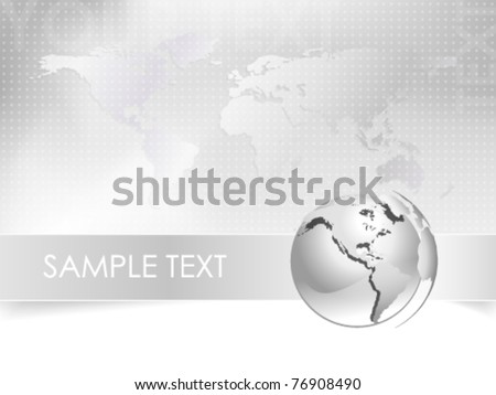 Vector business background with globe and world map - abstract light grey and white corporate design - elegant business brochure and business card concept - eps10
