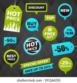 vector business badge labels set on dark background. Isolated from background. layered.