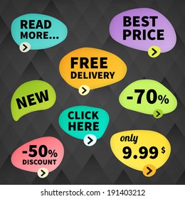 vector business badge labels set on dark background. Isolated from background. layered.