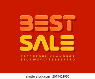 Vector business Banner Best Sale. Bright Modern Font. Sticker bright Alphabet Letters and Numbers set