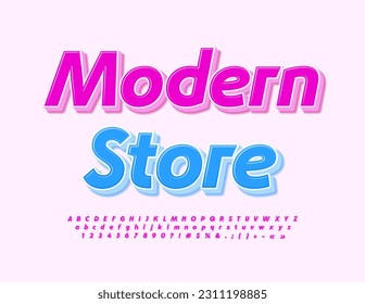 Vector business Banner Modern Store. Modern Pink Font. Set of creative Alphabet Letters, Numbers and Symbols