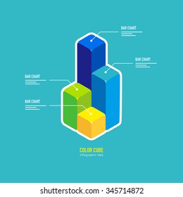 Vector de la barra de negocios / estilo de ilustración, consta de cubos de colores / se puede utilizar para la disposición, diagrama, opciones de número, opciones de paso hacia arriba, Plantilla de Web, infografías