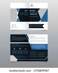 Vector Business Bi-fach Broschüre Design Vorlage, Flyer Design, Form, blaue Farbe, Rückseite und Innen-Seiten.