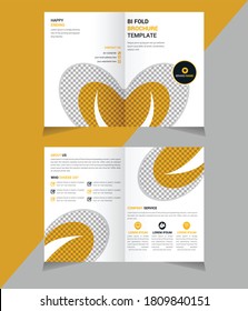 Vector Business Bi-fold Brochure Design Template or magazine page design, Flyer Design, Shape design, Yellow color, a4 size
